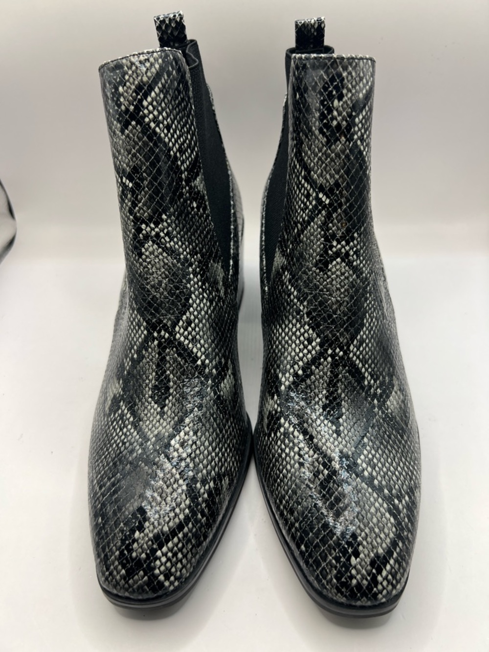 Anne Klein Women's Snake-Print Chelsea Boots - Black